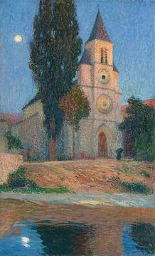 Maanopkomst achter de kerk van La Bastide-Du-Vert, Henri Martin