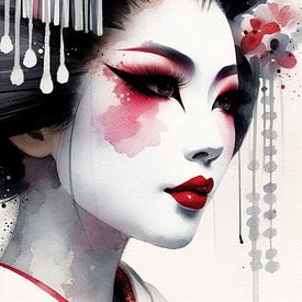 Porcelain Bloom Modern Geisha by Chromatic Fusion Studio