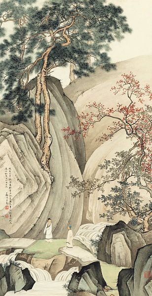 Chen shaomei,Het Waterval Trail, Chinese Landschap Schilderen van finemasterpiece