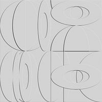 Modern abstract minimalist geometric art. White ovals in 3d look