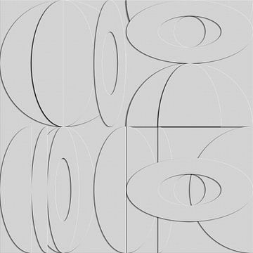 Art géométrique moderne abstrait et minimaliste. Ovales blancs en apparence 3d sur Dina Dankers