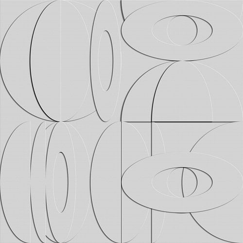 Moderne abstracte minimalistische geometrische kunst. Witte ovalen in 3d look