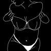 lijntekening van vrouwelijk silhouet dat in lingerie zit van Margriet Hulsker