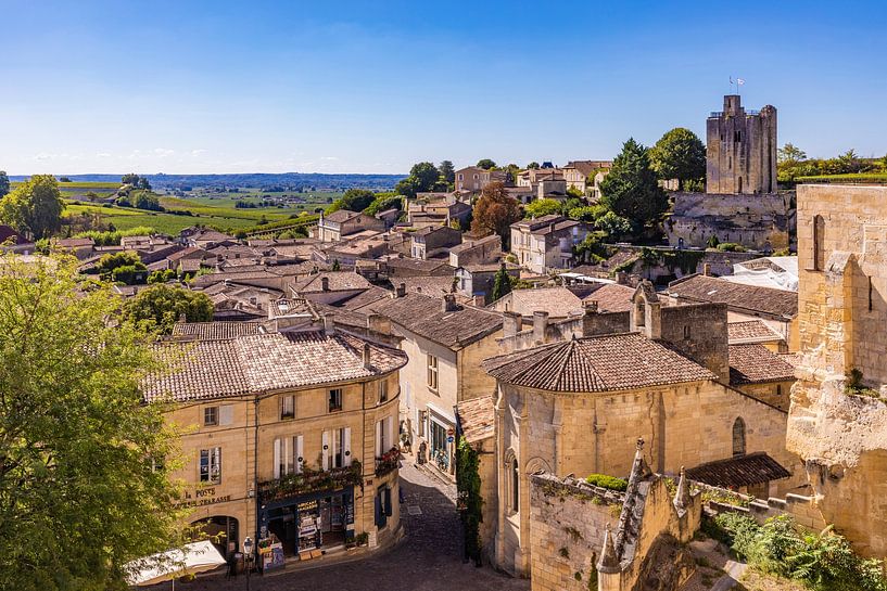 Uitzicht op het wijndorp Saint-Émilion in Frankrijk van Werner Dieterich