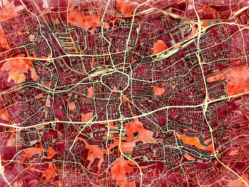 Karte von Dortmund im stil 'Amber Autumn' von Maporia