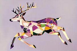 Bunter springender Hirsch im Geometrie-Stil von Poster Art Shop