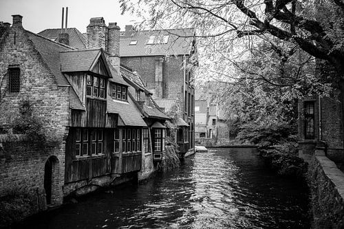 Brugge kanaal in zwartwit