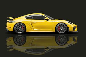 Porsche 718 Cayman GT4 mit Spiegelbild