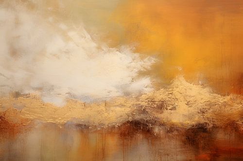Enigmatic Horizons – Abstract Schilderij in Aardetinten
