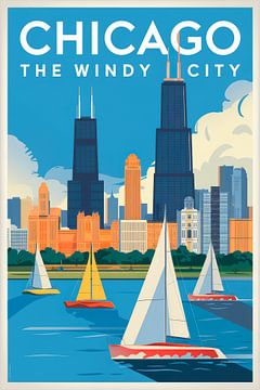 Chicago, Illinois - Vintage Reisposter van Poster Art Shop