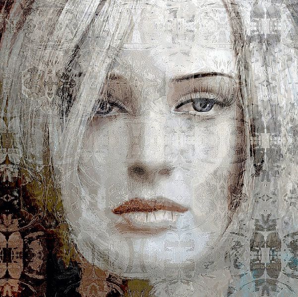 Silbernes Porträt von Diana Mets