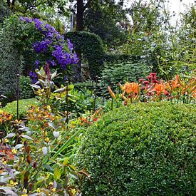 Un jardin luxuriant avec une gamme de plantes vertes et fleuries sur Gert Bunt