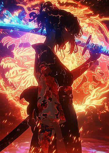 Vrouwelijke Neon Samurai