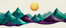 Colourful mountain landscape with sun by Poster Art Shop