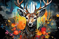 Beau cerf Mixed Media style Pop Art