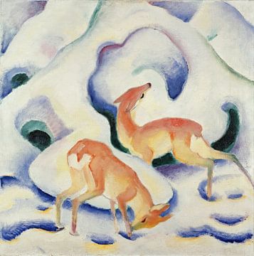 Hert in de sneeuw (1911) van Franz Marc van Peter Balan