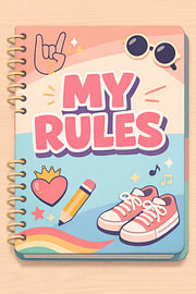 My Rules Notizbuch mit verspieltem Coverdesign