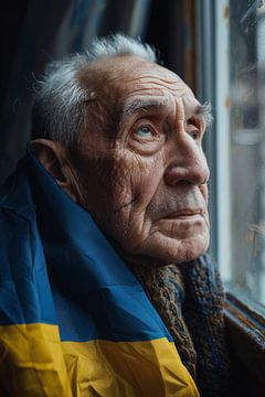 AI portrait with colours of Ukrainian flag by Egon Zitter