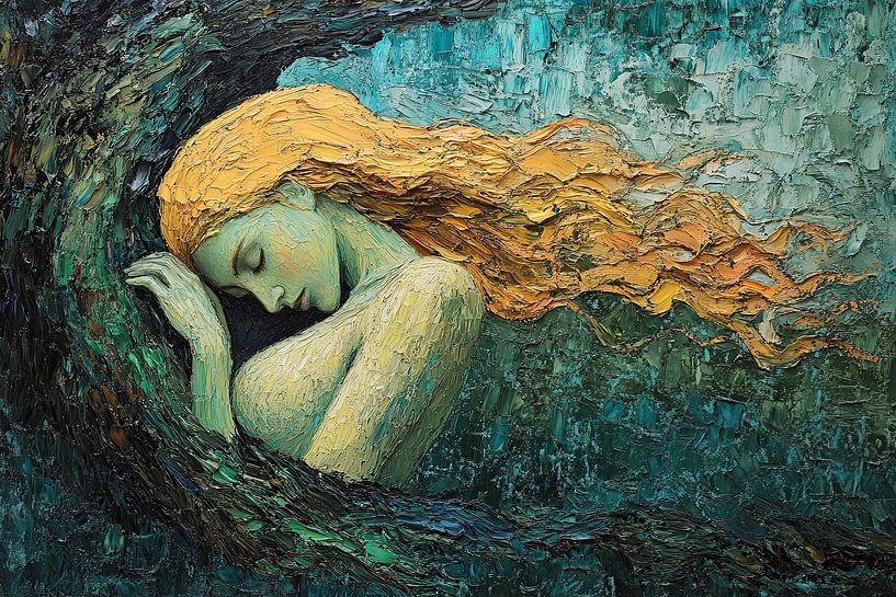 spirituelle Malerei einer Frau im Wald von Egon Zitter