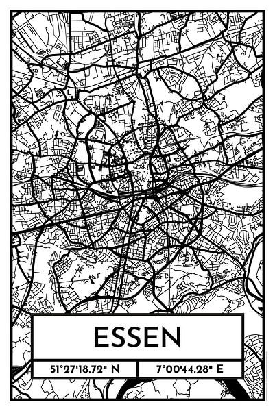 Essen – City Map Design Stadtplan Karte (Retro) von ViaMapia