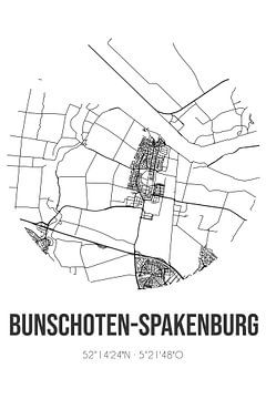 Bunschoten-Spakenburg (Utrecht) | Landkaart | Zwart-wit van MijnStadsPoster