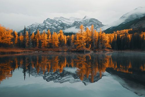 Mistige ochtend, kalm water