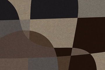 Bruin, grijs, beige organische vormen. Moderne abstracte retro geometrische kunst in aardetinten IV van Dina Dankers