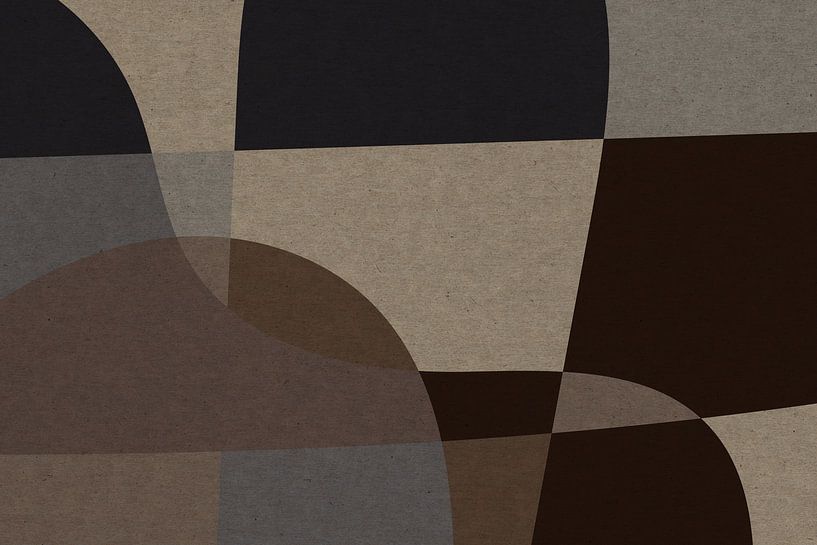 Organische Formen in Braun, Grau und Beige. Moderne abstrakte retro-geometrische Kunst in erdigen Fa von Dina Dankers