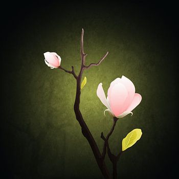 Geschilderde Orchidee op een tak