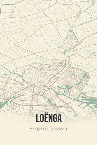 Vintage landkaart van Loënga (Fryslan)