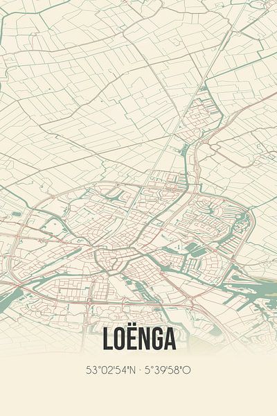 Vintage map of Loënga (Fryslan) by Prints of Place