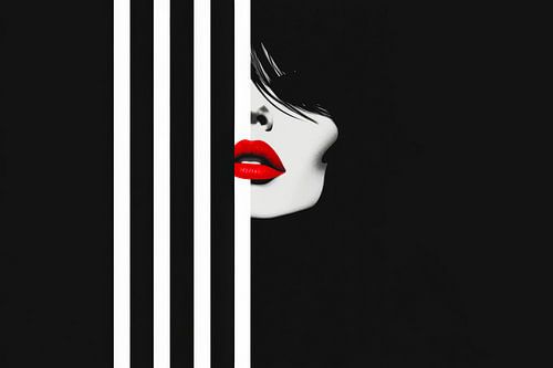 Zwart-wit portret met rood accent