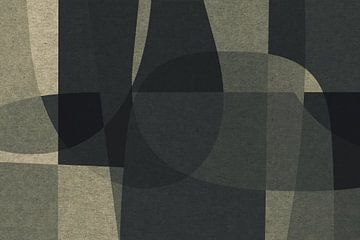 Abstract organic shapes and lines. Retro style geometric art in grey III by Dina Dankers