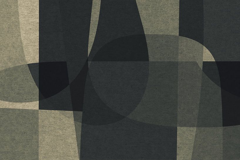 Abstrakte organische Formen und Linien. Geometrische Kunst im Retro-Stil in Grau III von Dina Dankers