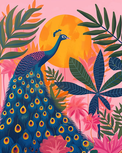 Boho Peacock in Tropical Botanical Garden by Gentle Echoes