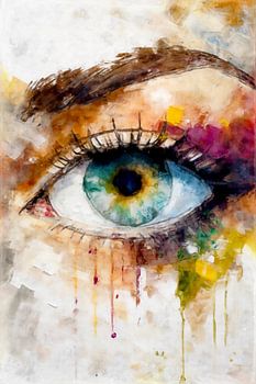 Vrouwelijk oog in waterverf