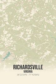 Vintage landkaart van Richardsville (Virginia), USA. van Stad & Wand