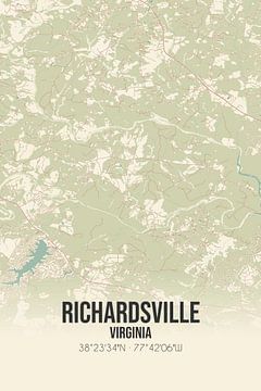 Vintage landkaart van Richardsville (Virginia), USA. van MijnStadsPoster