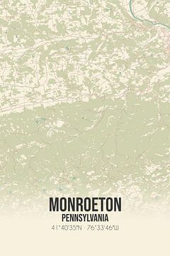 Vintage landkaart van Monroeton (Pennsylvania), USA. van Rezona