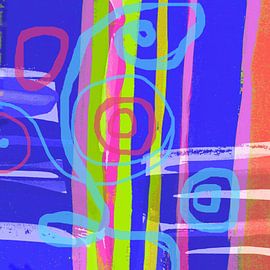 Reduktion der Formen 111 Blau Pink von Claudia Gründler