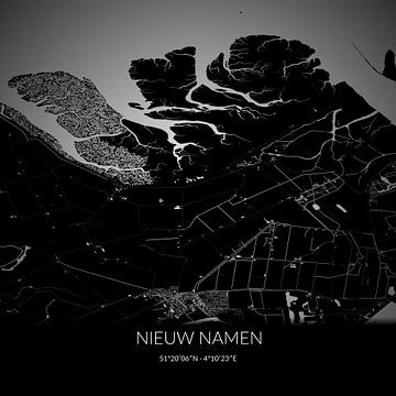 Black and white map of New Namen, Zeeland. by Rezona