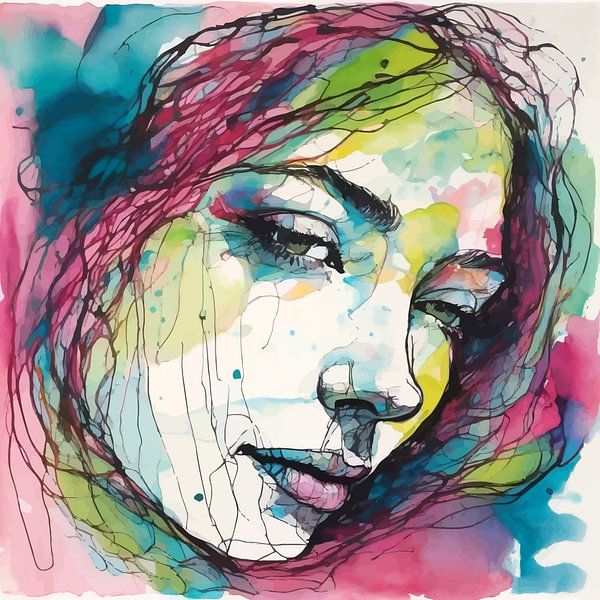 Minimalistisch aquarelschilderij van een vrouw van MIROKKU