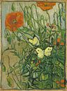 Schmetterlinge auf Mohnblüten - Vincent van Gogh von 1000 Schilderijen Miniaturansicht