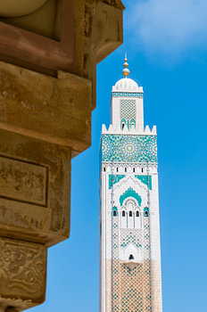 Minaret van de Hassan II Moskee, Casablanca, Marokko