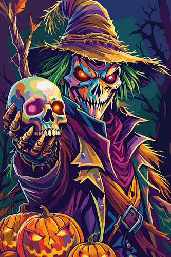 SKULL GHOST HALLOWEEN WPAP POP ART ILLUSTRATION MAGIC – FUN & FESTIVE METAL POSTER