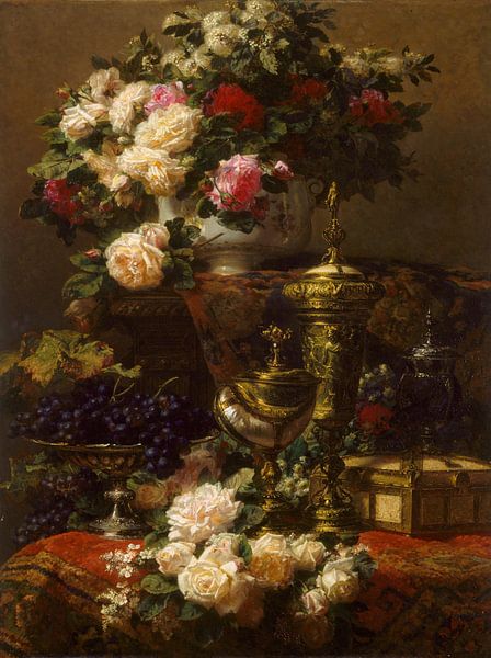 Jean-Baptiste Robie~Flowers and fruit by finemasterpiece