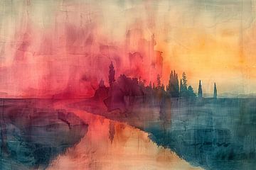 Schemerige Reflecties aan een Rustige Rivier van Art & Soul Creations