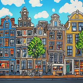Schilderij van Amsterdam van Abstract Schilderij