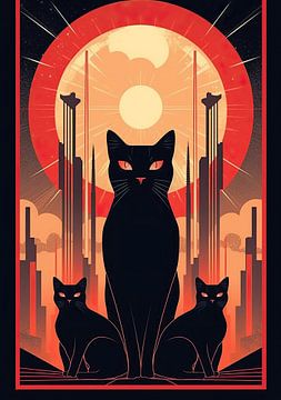 Art Deco Katze Poster von Niklas Maximilian