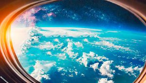 Wolken boven de aarde vanuit de ruimte van Mustafa Kurnaz